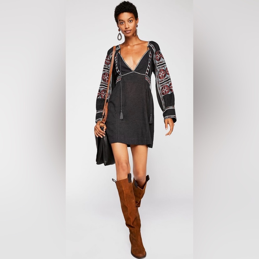 Free People All My Life Embroidered Mini Dress Sz XS